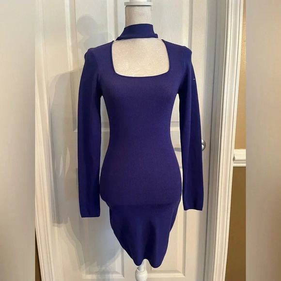 SUPERDOWN Jessica Cut Out Mini Dress Bodycon Long Sleeves Indigo Large - Picture 8 of 12